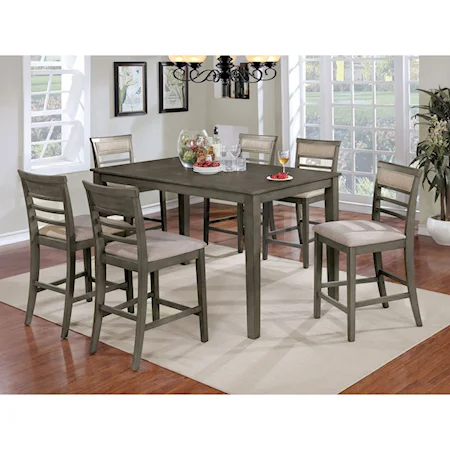 Contemporary Counter Height 7 Piece Table and Chair Set