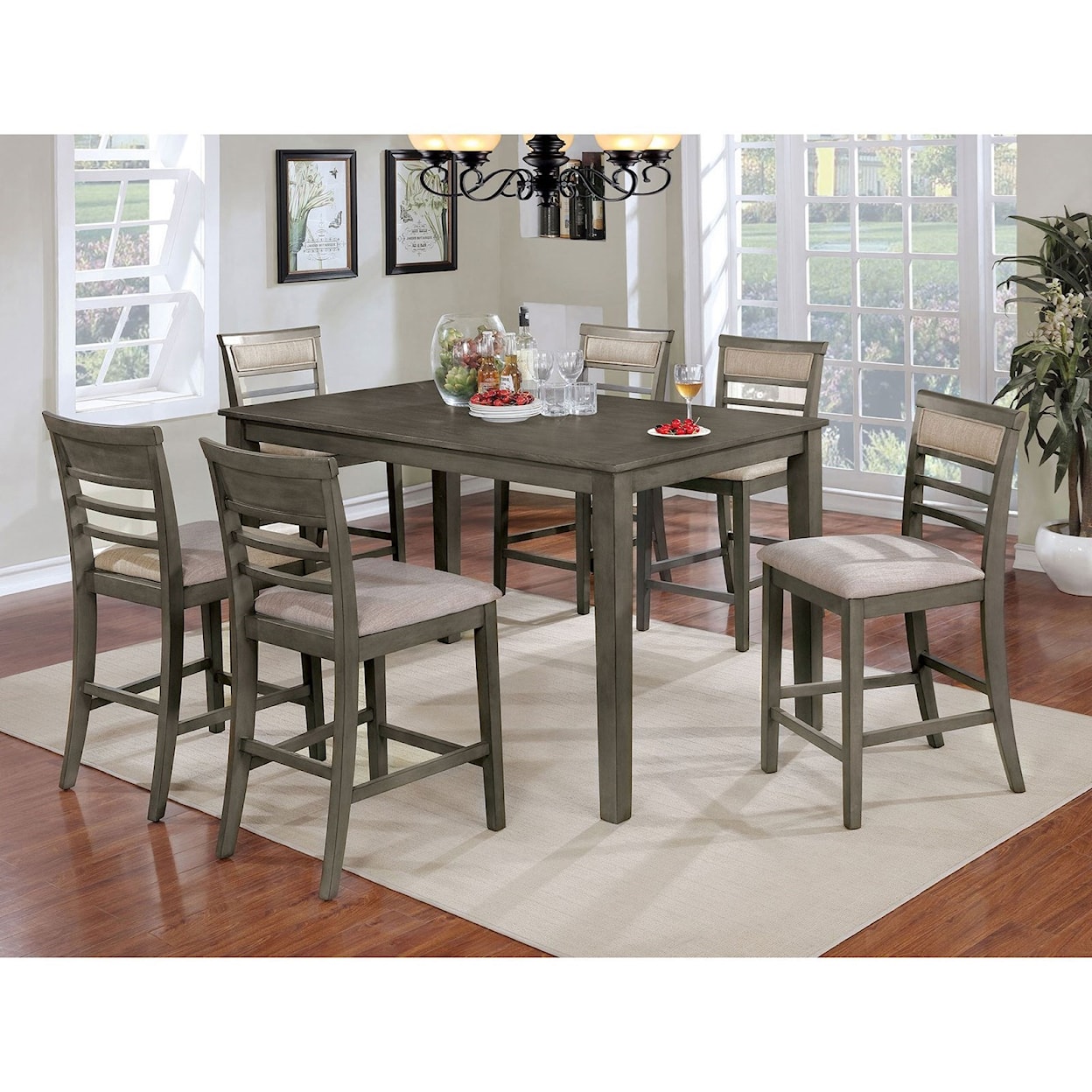 FUSA Fafnir 7 Piece Counter Height Table and Stool Set