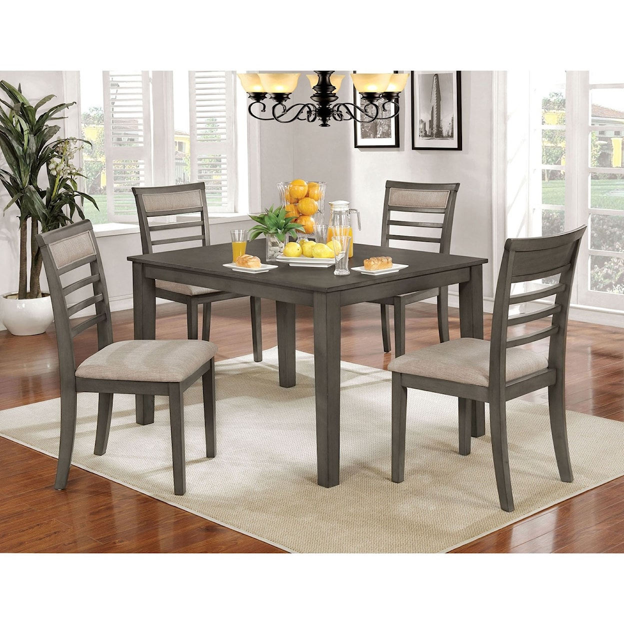 Furniture of America - FOA Fafnir 5 Piece Table and Chair Set