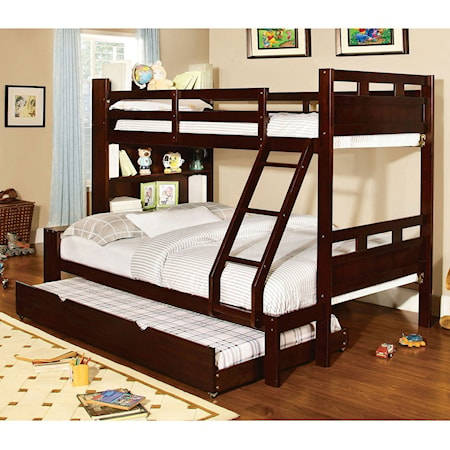 Twin-over-Full Bunk Bed w/ Book Shelf