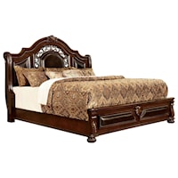 Traditional California King Panel Bed with Nailhead Trim