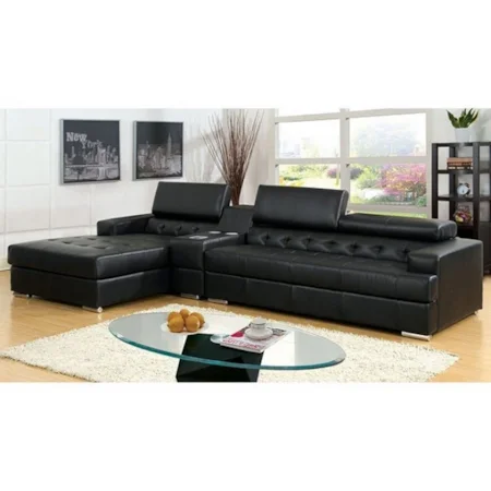 Contemporary Chaise Sectional with Speaker Console