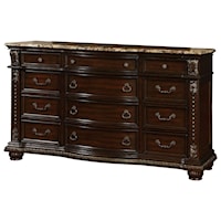 Traditional 12-Drawer Dresser with Felt-Lined Top Drawers