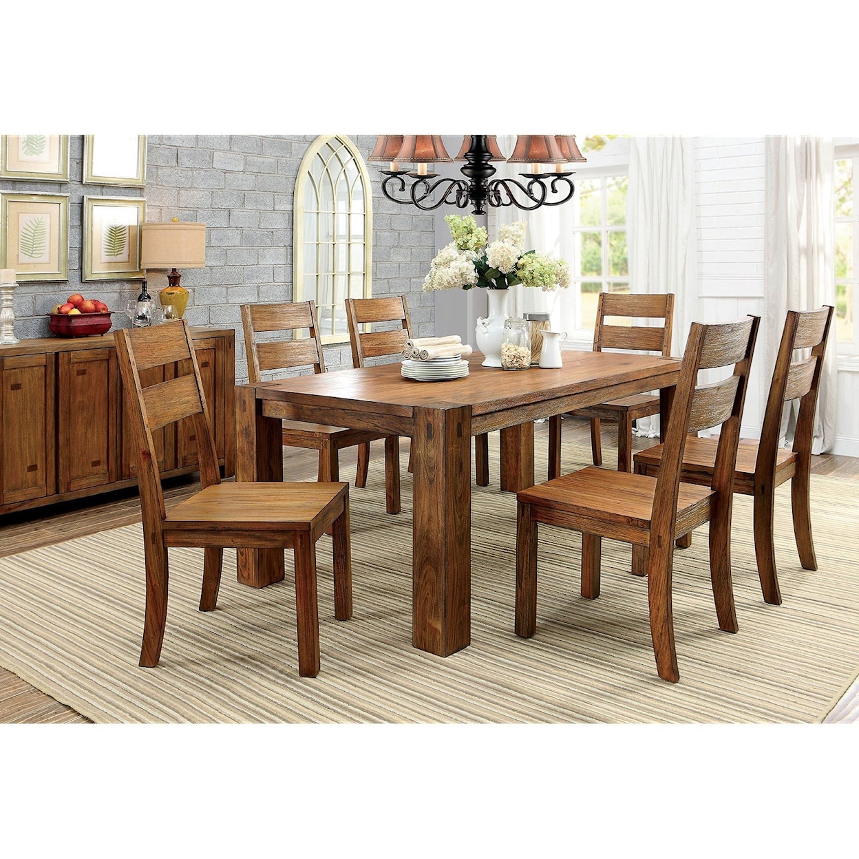 Furniture of America Frontier Dining Table and Chair Set