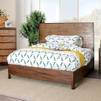 Rustic California King Panel Bed with Split Wood Panel Headboard