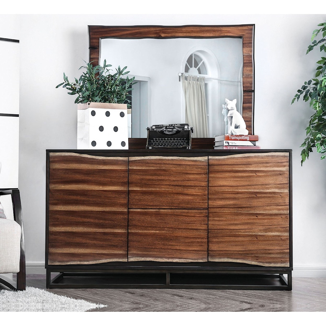 Furniture of America Fulton Dresser and Mirror Combination