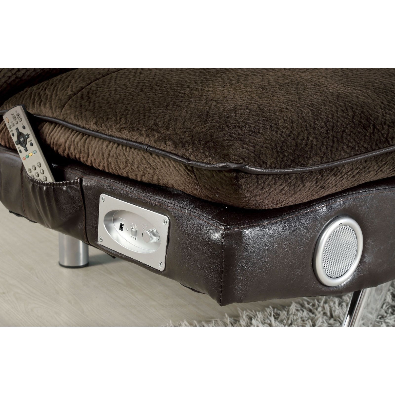 Furniture of America Gallagher CM2675BR Futon Sofa with Bluetooth