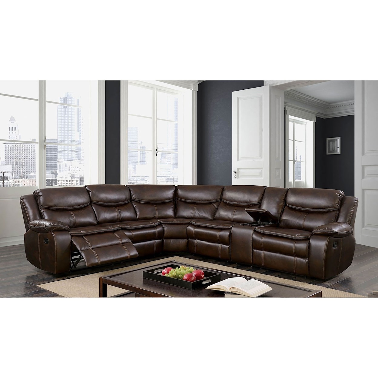 FUSA Pollux Reclining Sectional w/ Console