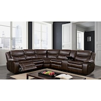 Casual Reclining 4 Seat Sectional Sofa with Cupholder Storage Console