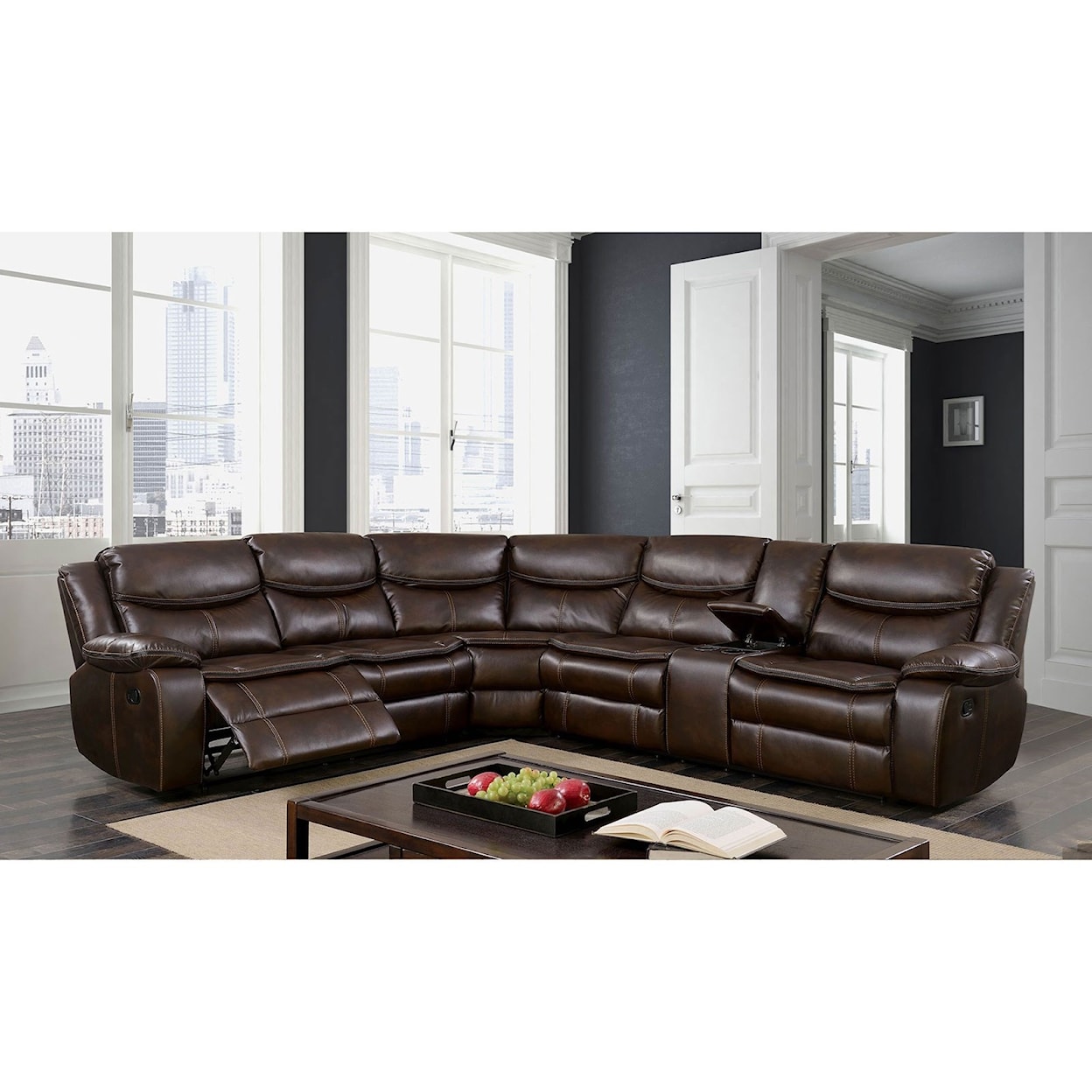 Furniture of America Pollux Reclining Sectional w/ Console