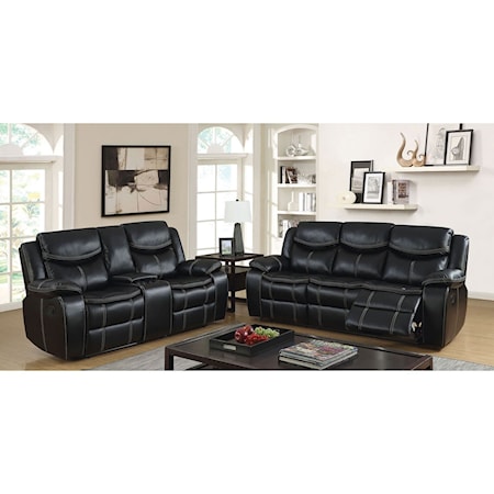 Reclining Sofa and Loveseat with Cupholder Storage Console