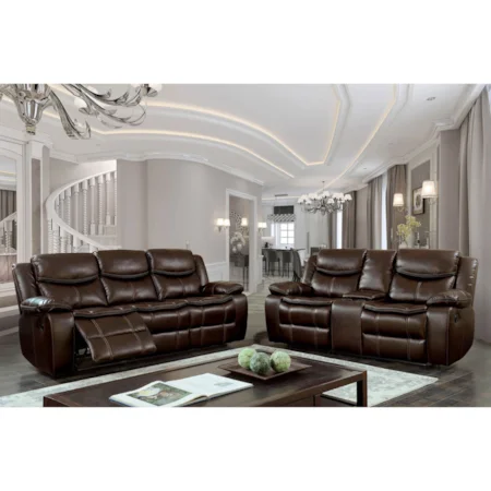 Reclining Sofa and Loveseat with Cupholder Storage Console