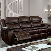 Casual Faux Leather Reclining Sofa