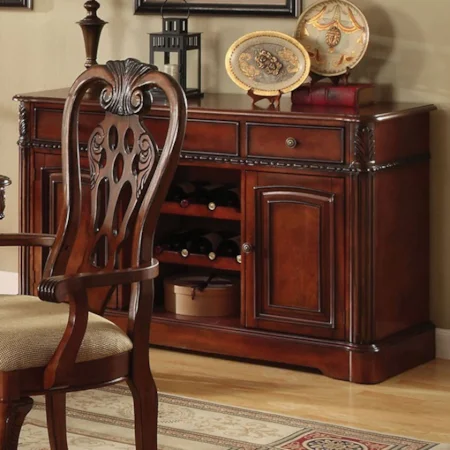 Traditional Server with Wine Bottle Storage