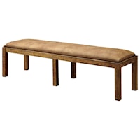 Rustic Fabric Bench with Natural Wood Textured Base