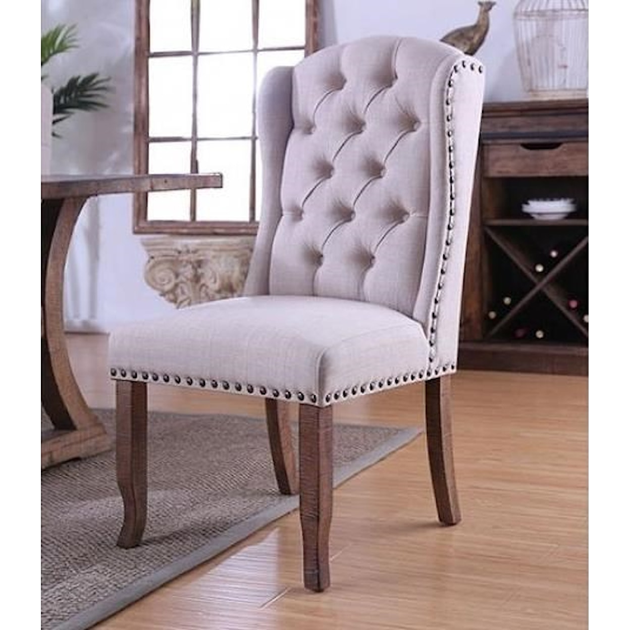 Furniture of America - FOA Gianna Wingback Chair, 2 Pack