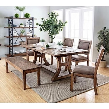 Table, 4 Chairs, and Bench