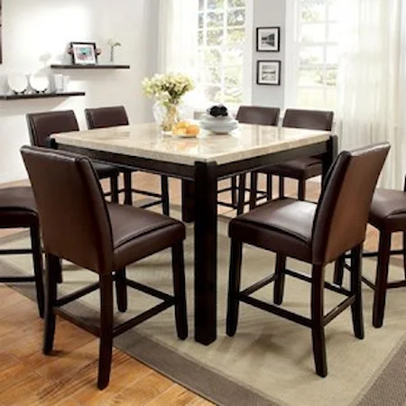Contemporary Counter Height Dining Table with Marble Top