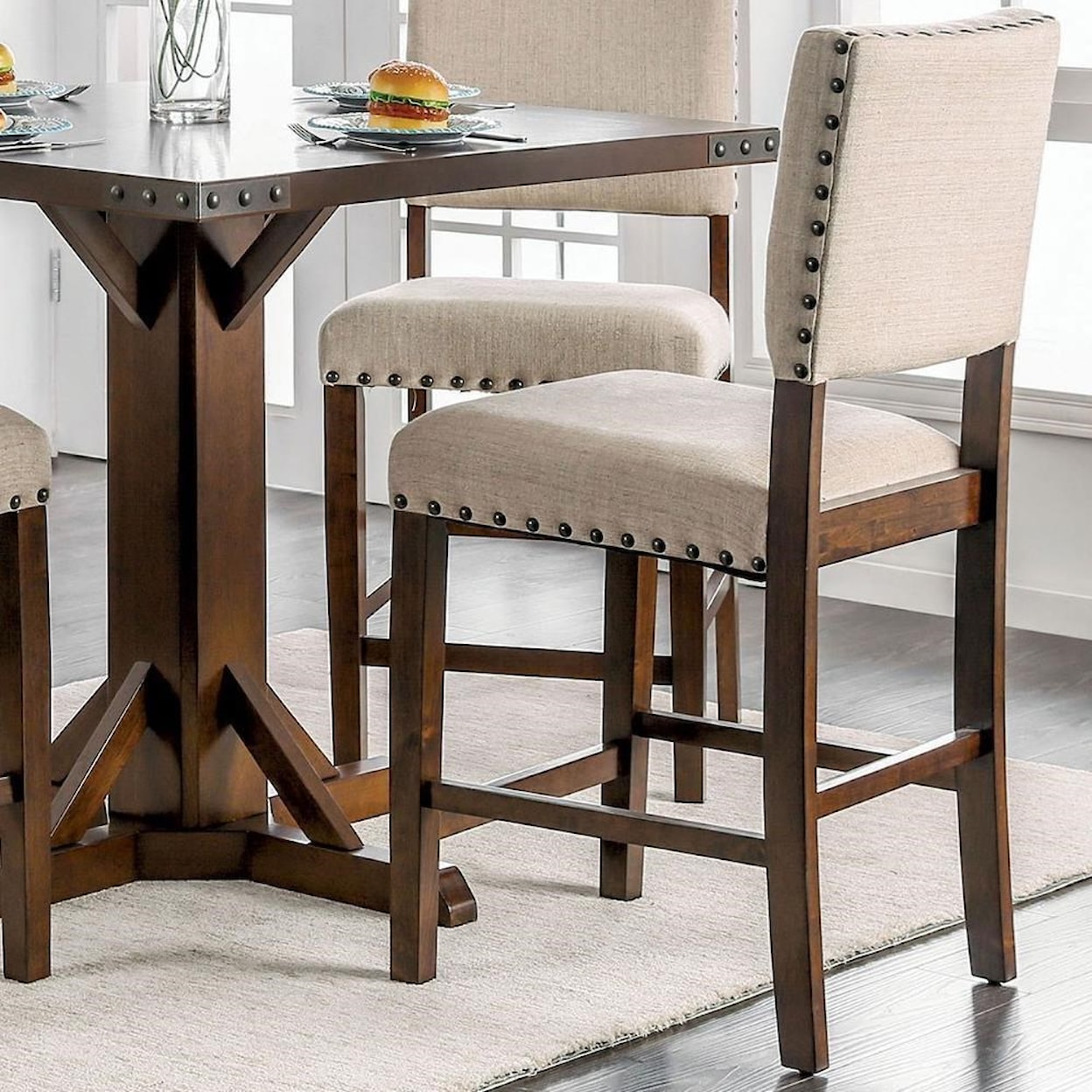 Furniture of America Glenbrook Set of 2 Counter Height Chairs