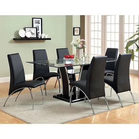 Contemporary 7-Piece Dining Set with 72 Inch Table