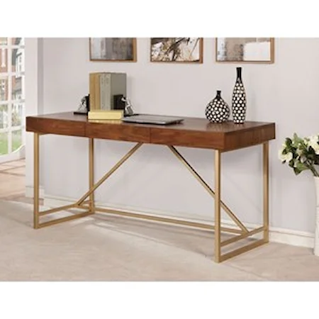 Contemporary Desk with Gold Finished Metal Legs