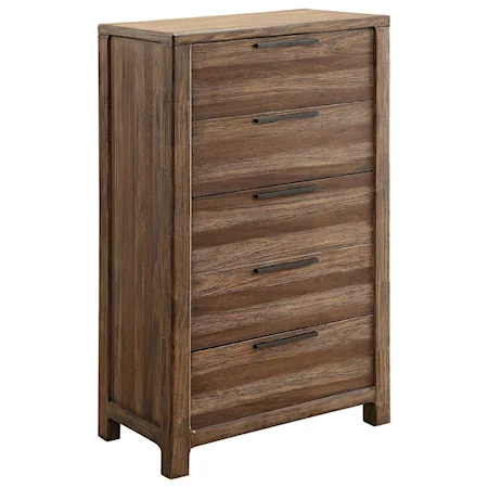 Rustic Chest of 5 Drawers with Felt-Lined Top Drawer