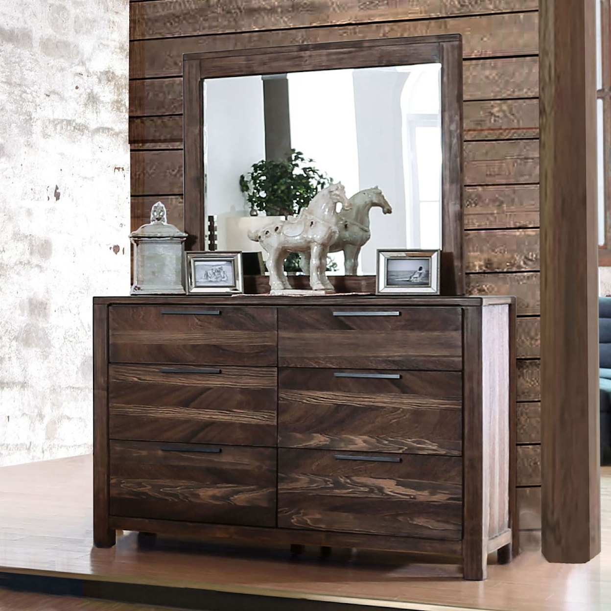 Furniture of America Hankinson Dresser and Mirror Combination
