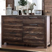 Rustic 6-Drawer Dresser with Felt-Lined Top Drawers