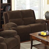 Casual Reclining Loveseat in Flannel-Like Fabric