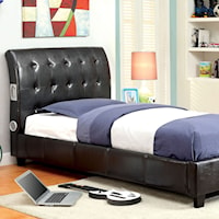 Transitional Twin Platform Bed with Bluetooth Speakers