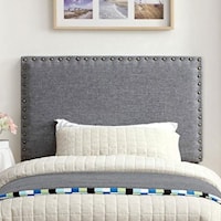 Twin Upholstered Headboard with Nailhead Trim