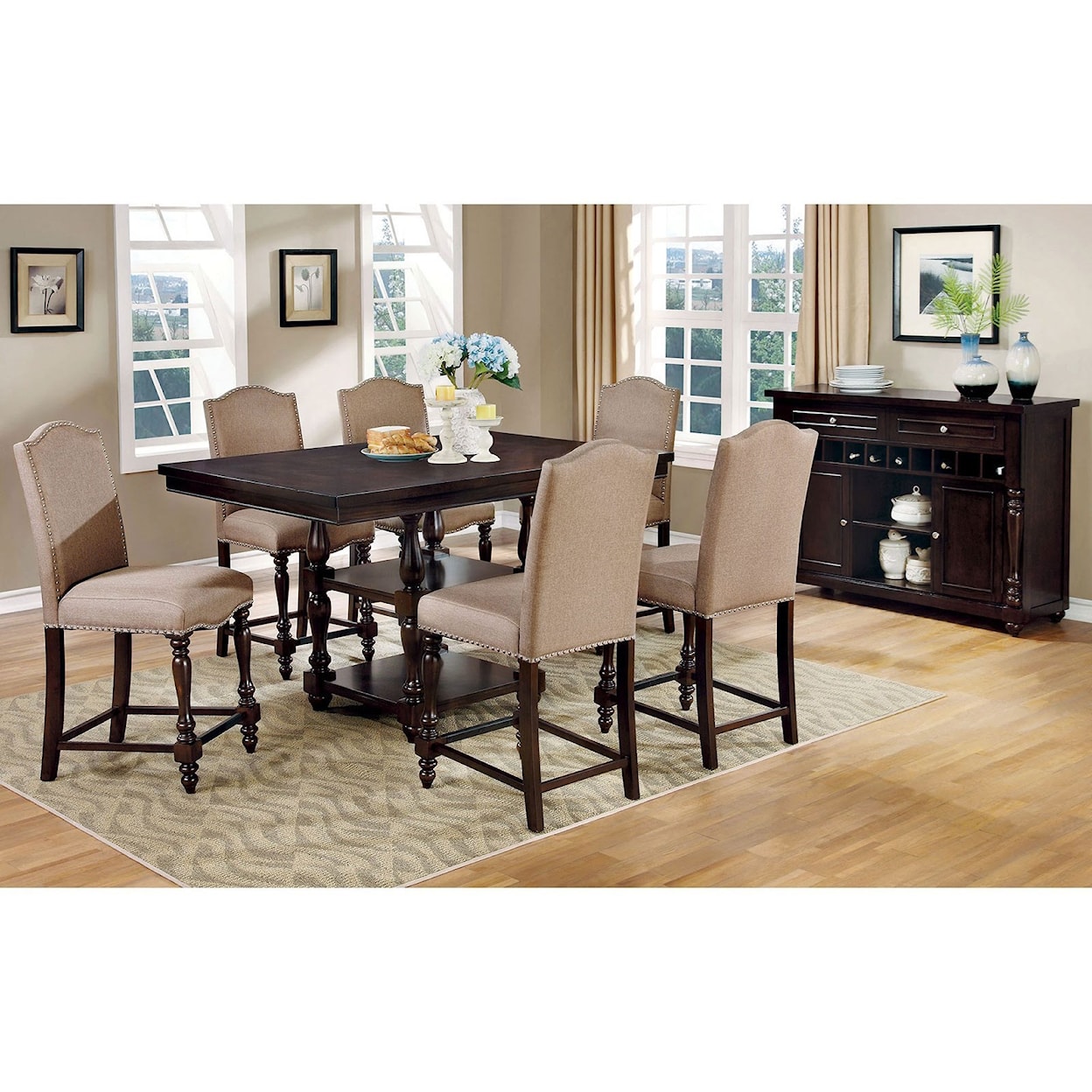 Furniture of America - FOA Hurdsfield Set of 2 Counter Height Chairs