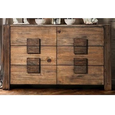 Rustic Dresser with 6 Drawers