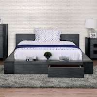 Rustic California King Platform Bed with Storage