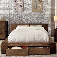 Rustic Queen Platform Bed with Storage