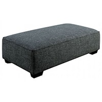 Contemporary Ottoman with Exposed Wood Legs