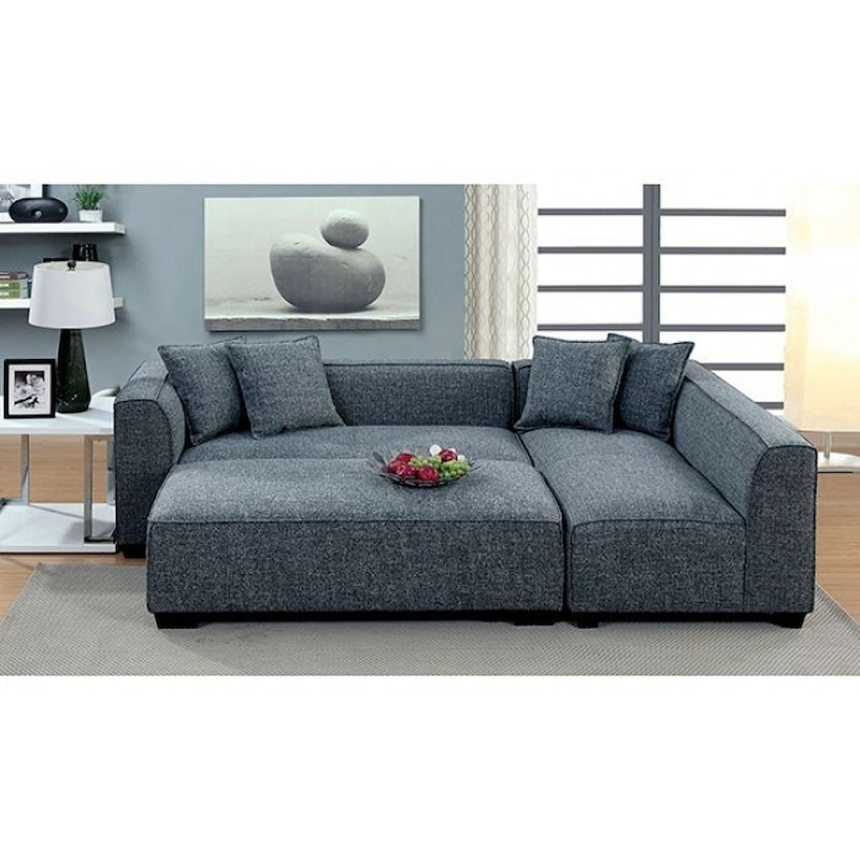 Furniture of America - FOA Jaylene Sectional and Ottoman Set