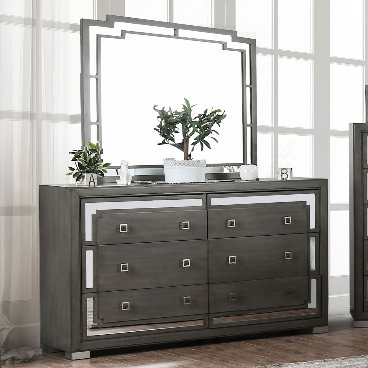 Furniture of America - FOA Jeanine Dresser and Mirror Combination