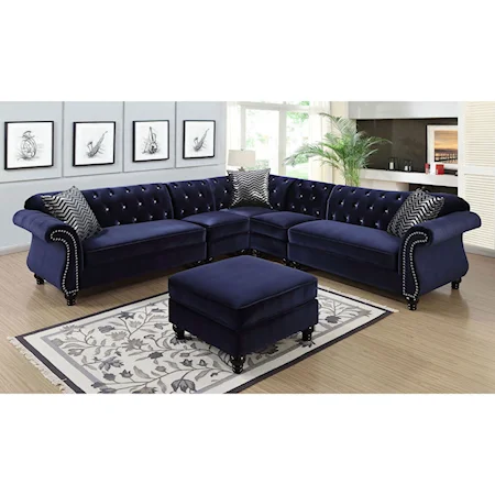 Glam Sectional with Button Tufted Back