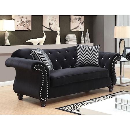 Loveseat with Tufted Back and Nailhead trim