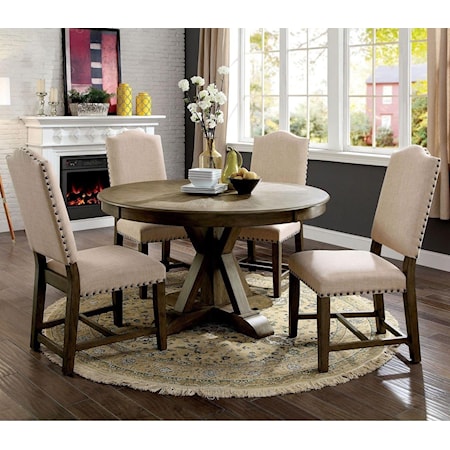 Round Table + 4 Side Chairs