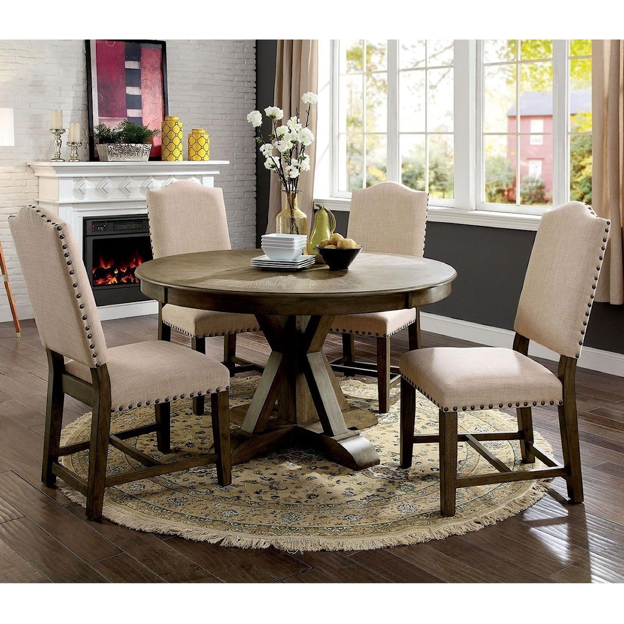 FUSA Julia Round Table + 4 Side Chairs