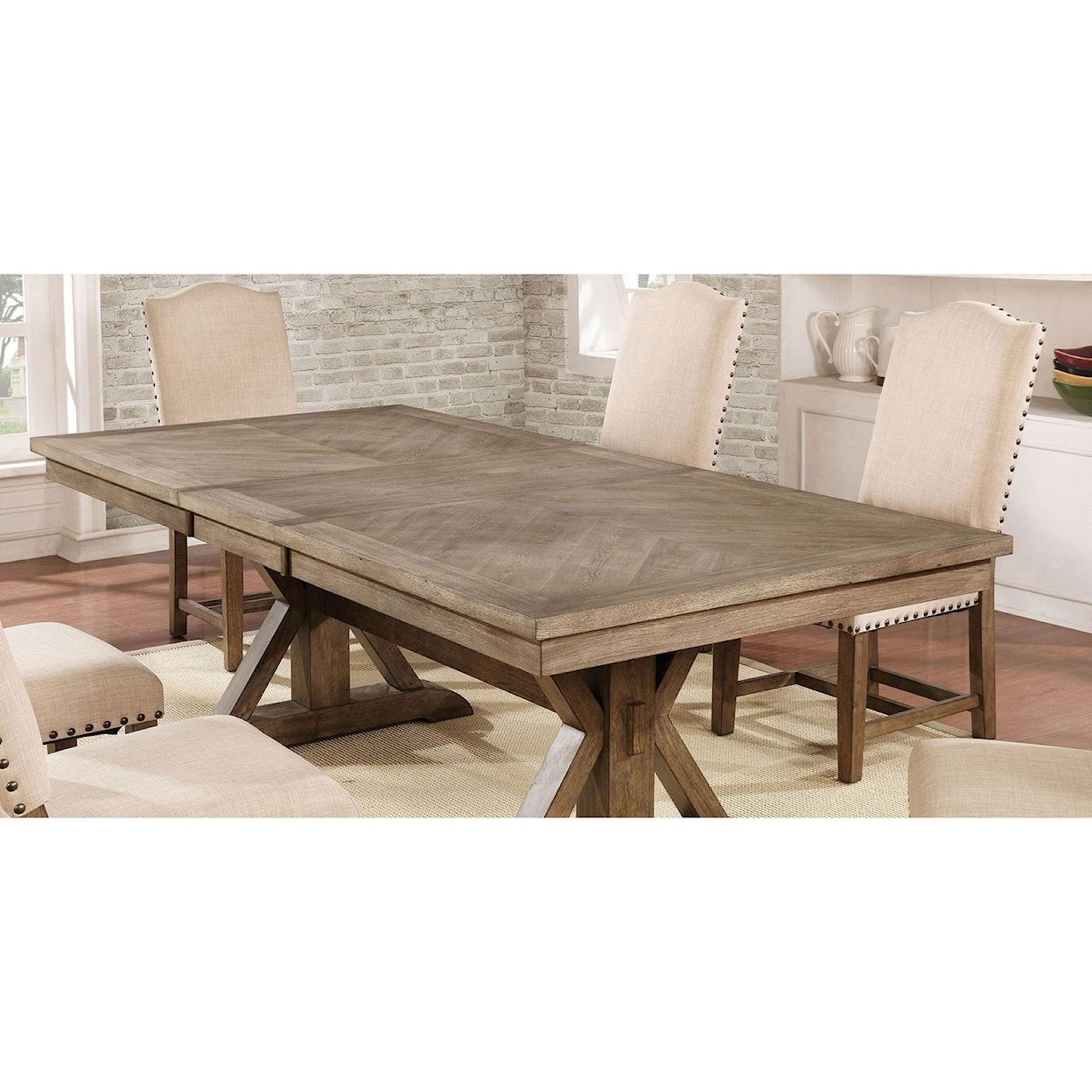 Furniture of America - FOA Julia Rect Table + 6 Side Chairs