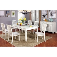 Seven Piece Cottage Style Dining Set with Built-in Storage