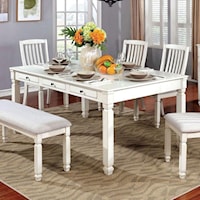 Cottage Rectangular Dining Table with Six Built-In Storage Drawers
