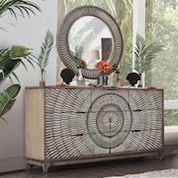 Glam 7-Drawer Dresser and Mirror Combination with Poly-Resign Design