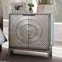 Glam 2-Door Nightstand with Poly-Resin Design