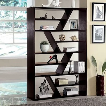 Contemporary Display Shelf with Zigzag Shelf Separation