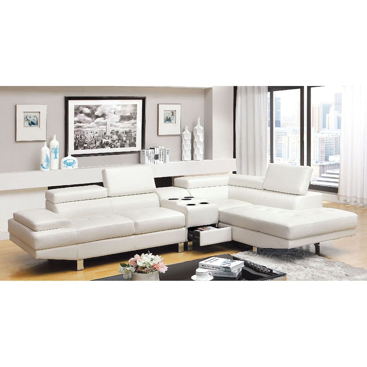 Furniture of America Kemina Sectional Sofa