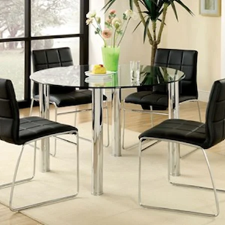Contemporary Glass Top Round Dining Table